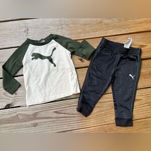 Puma White and Dark Green Matching Set 12M Infant Baby Toddler